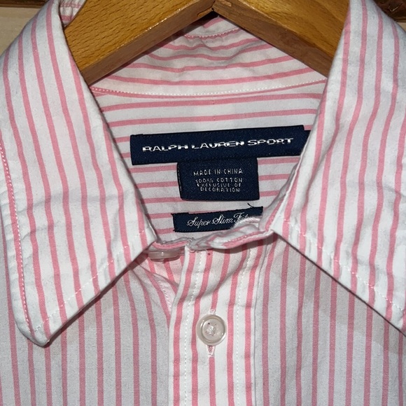 Ralph Lauren Blake Pink Striped Short Sleeve Button Down Shirt - Picture 3 of 5